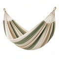 Amaca 200 x 150 cm in tessuto di cotone verde beige e bianco a righe per relax