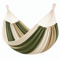 Amaca 200 x 150 cm in cotone verde beige e avorio - sospesa da giardino