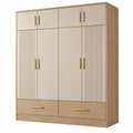 Armadio guardaroba 160 x 55 x 220 cm effetto legno beige con 8 ante e 2 cassetti stile moderno