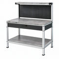 Banco da lavoro 120x60x150 cm in acciaio grigio con pannello portautensili e cassetto