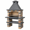 Barbecue da giardino 110 x 70 x 210 cm in pietra grigio beige con griglia regolabile