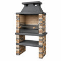 Barbecue da giardino 100 x 60 x 210 cm in pietra grigio beige con griglia in acciaio stile rustico