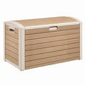 Cassapanca contenitore 120 x 60 x 63 cm in resina beige effetto legno - coperchio curvo per esterno