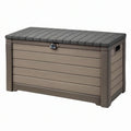Baule da giardino 120 x 60 x 60 cm in resina grigio tortora con coperchio apribile