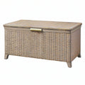 Baule contenitore 100 x 50 x 55 cm in rattan sintetico beige e grigio per esterni