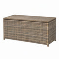 Cassapanca contenitore 120 x 50 x 50 cm in rattan sintetico grigio marrone con coperchio