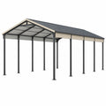 Tettoia per auto 600 x 300 x 270 cm in acciaio nero e grigio con tetto a due falde