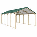 Tettoia per auto 600 x 300 x 270 cm in acciaio beige e verde - copertura esterna a falde